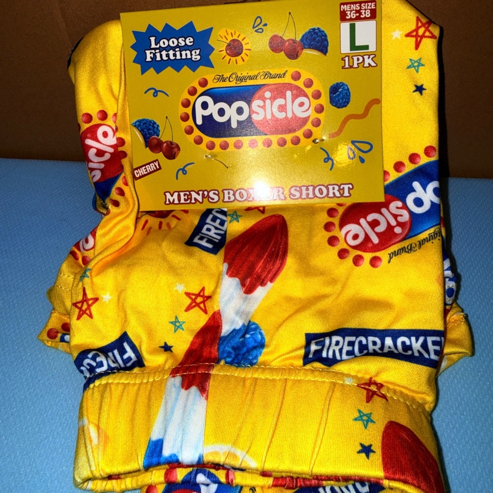 Popsicle Boxer Short Men L NEW Firecracker Ice Pop Yellow Novelty Underwear